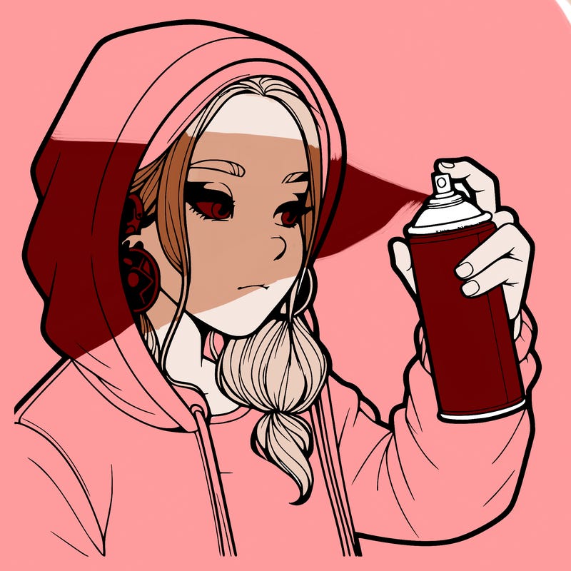 a realistic girl, spray painting