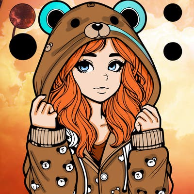 realistic girl in a animal pjs hoodie