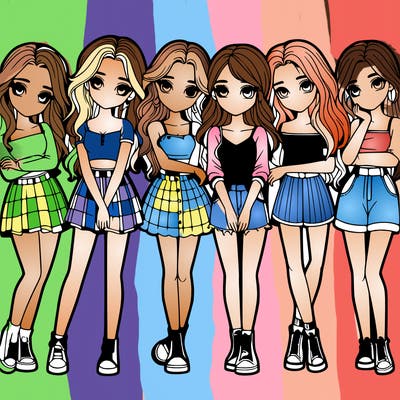 a group of girls realistic