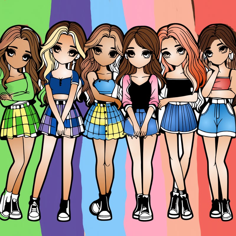 a group of girls realistic