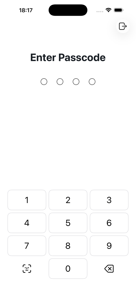A secure passcode entry screen on the NexHealth mobile app for healthcare staff login.