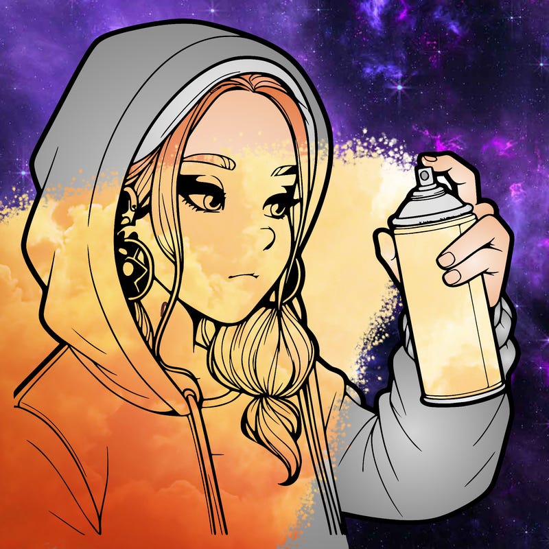 a realistic girl, spray painting