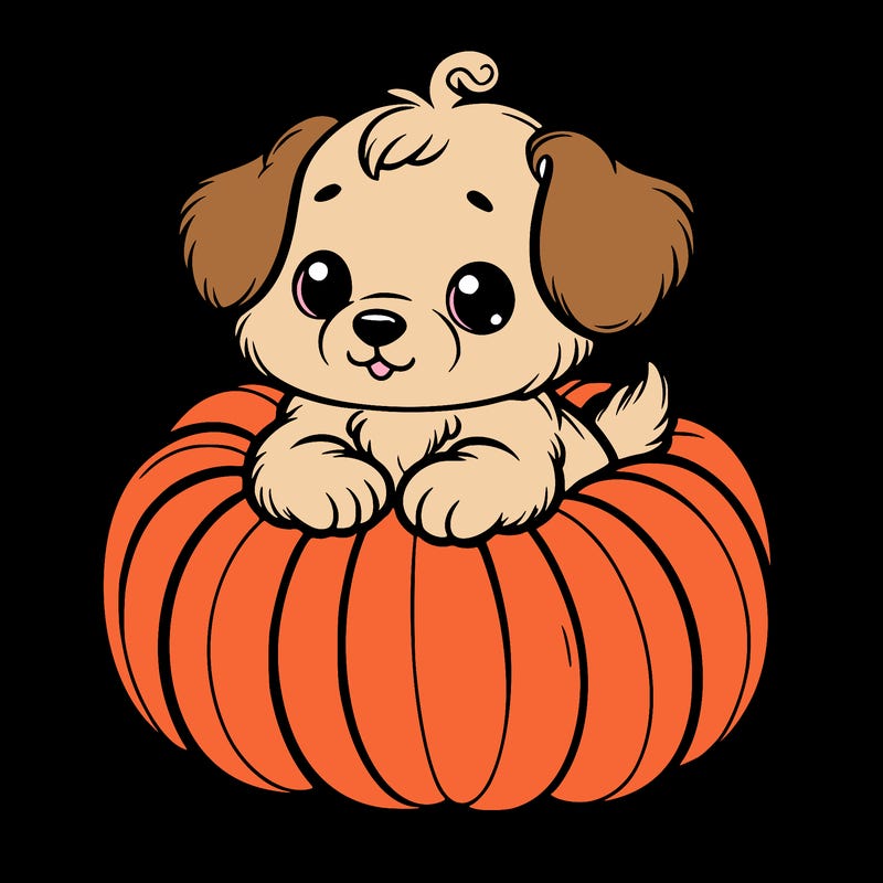 cute little puppy in a pumpkin
