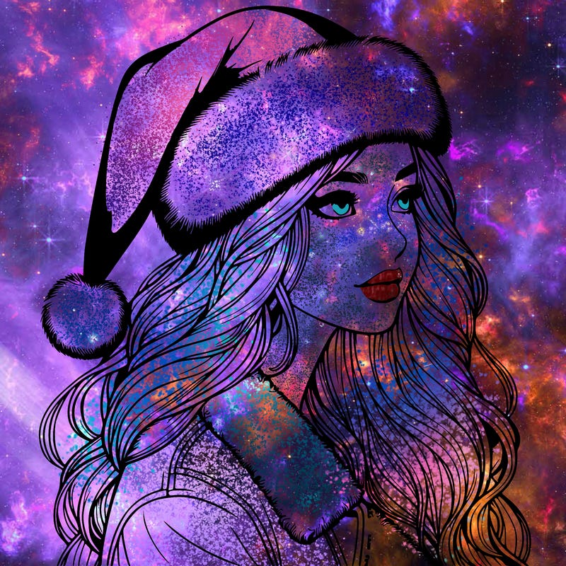 realistic girl in santa hat