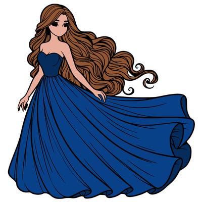 realistic woman with long flowing dress