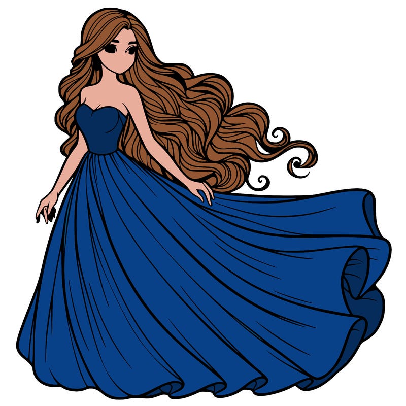 realistic woman with long flowing dress