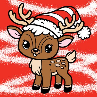 christmas reindeer with santa hat