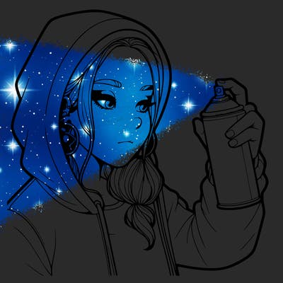 a realistic girl, spray painting