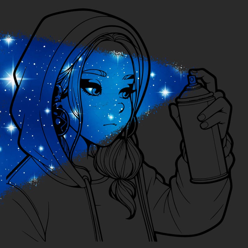 a realistic girl, spray painting