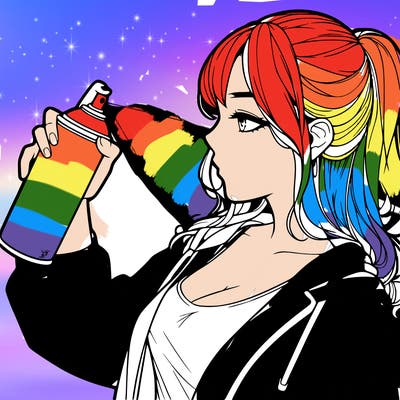 a realistic girl spray, painting