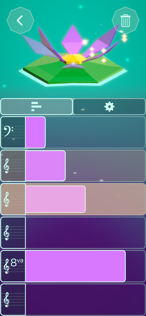 Interface of the Lily music creation app showing a stylized flower and musical tracks