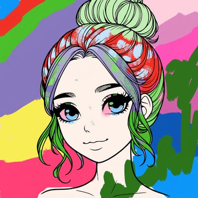 realistic pretty girl with hair in bun