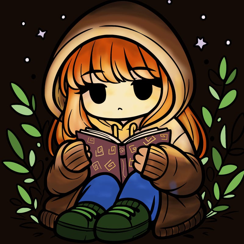 girl in oversized hoodie reading a book