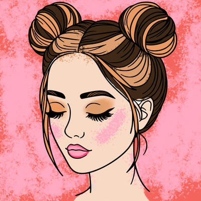 woman with hair buns