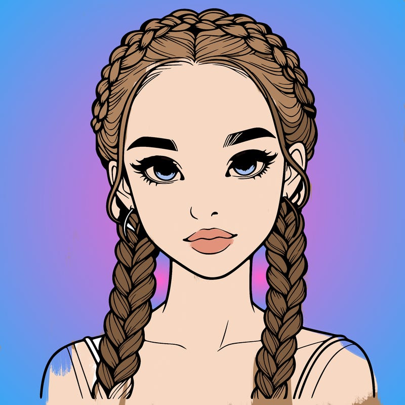 realistic girl with braids