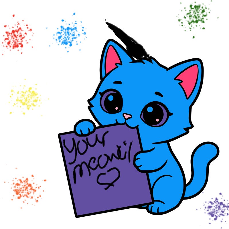 a small cat with a blank sheet of paper in its hand. the cat is sooooooo cute!