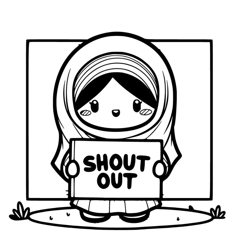 muslin girl holding a  sign saying shout out with a blank background