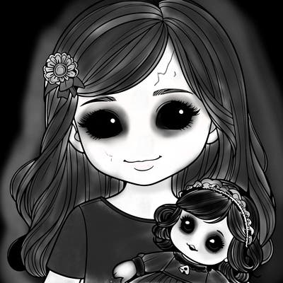 realistic girl with a doll