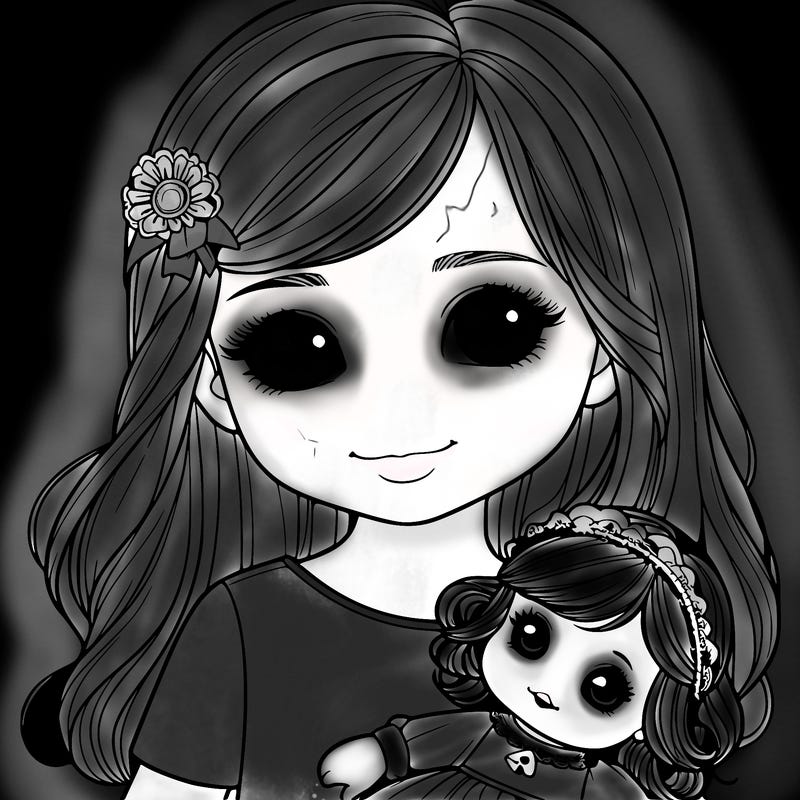 realistic girl with a doll