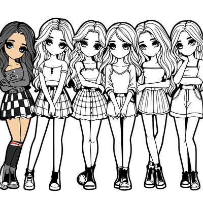 a group of girls realistic