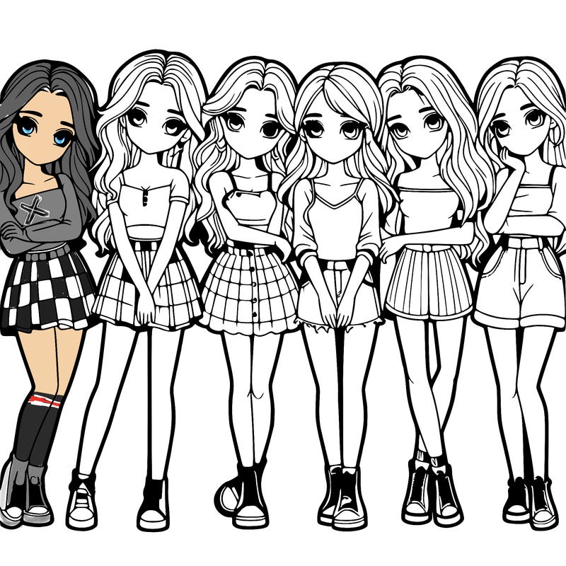 a group of girls realistic
