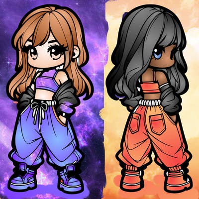 girl in crop top and baggy pants