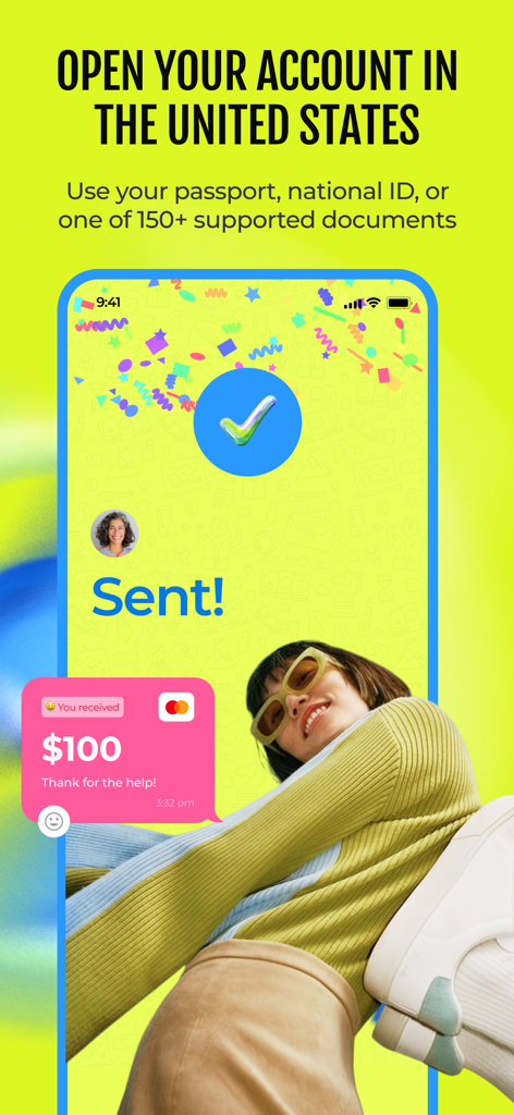 Pana: Global Dollar Account - Pana app interface for opening a US bank account with international identification