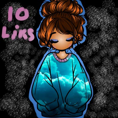 girl with baggy sweatshirt and messy bun