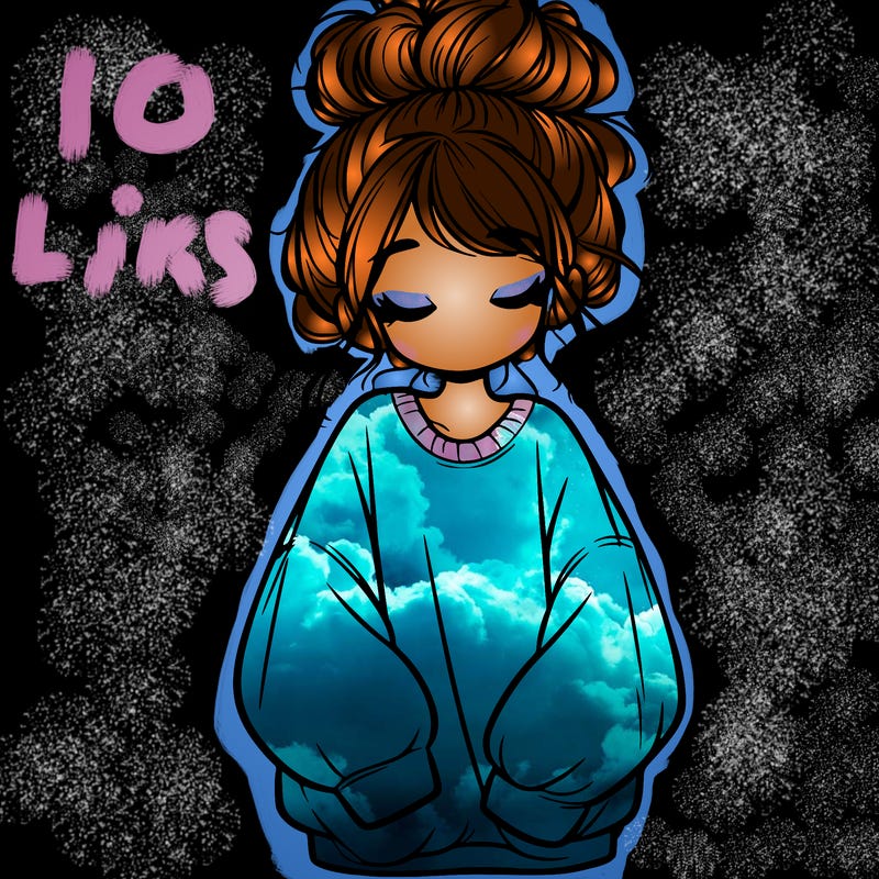 girl with baggy sweatshirt and messy bun