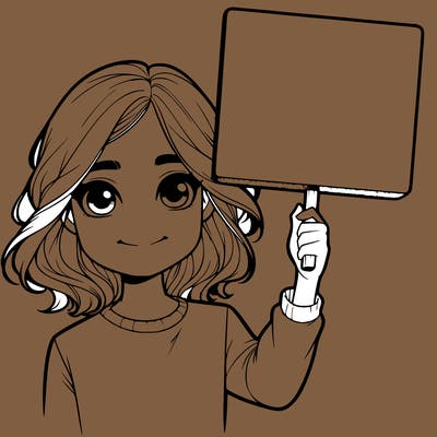 realistic girl holding up a sign