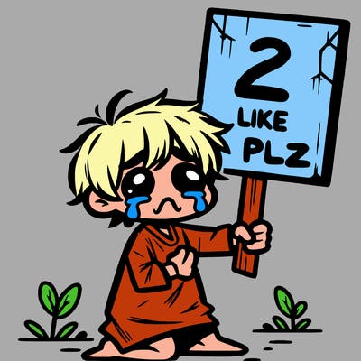 small poor toddler crying with sign that says 2 like plz