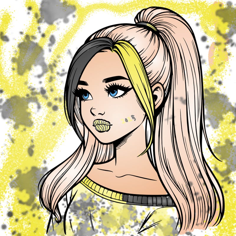 realistic girl with a high ponytail