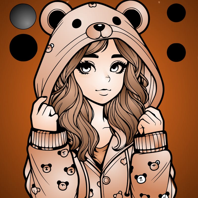 realistic girl in a animal pjs hoodie