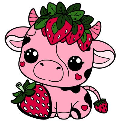 cute strawberry cow