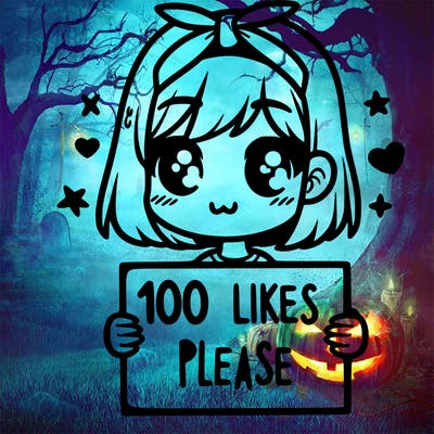 girl holding sign saying 100 likes please