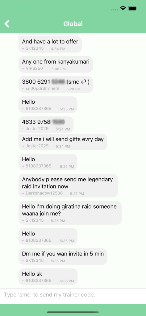 Globaler Chat für Pokémon GO-Trainer, die Codes und Raid-Einladungen austauschen