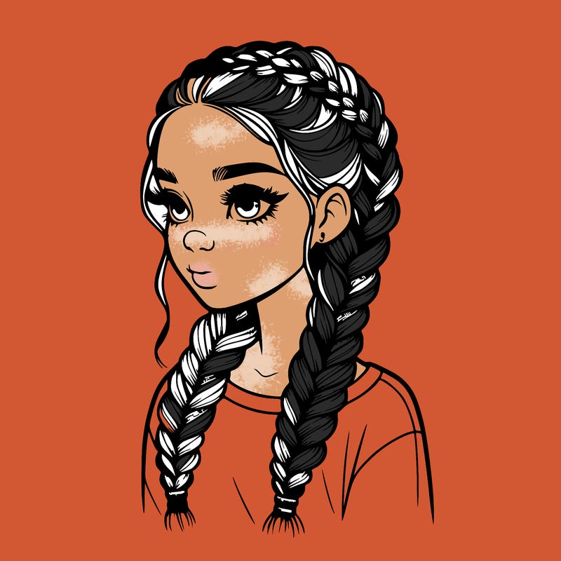 realistic girl with braids