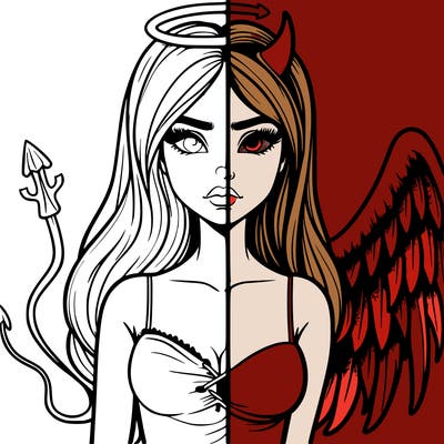 devil vs angel realistic girl