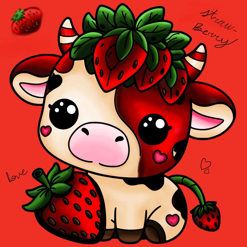 cute strawberry cow