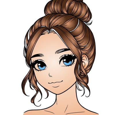 realistic pretty girl with hair in bun