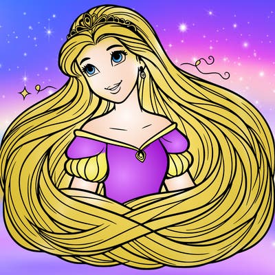 a princess with infinite long hair realistic
