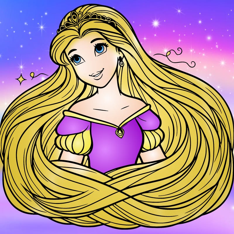 a princess with infinite long hair realistic