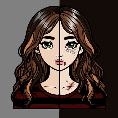 realistic girl split 2 side