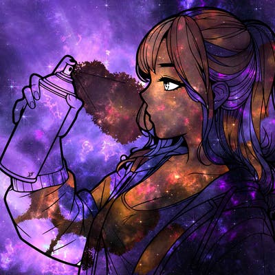 a realistic girl spray, painting