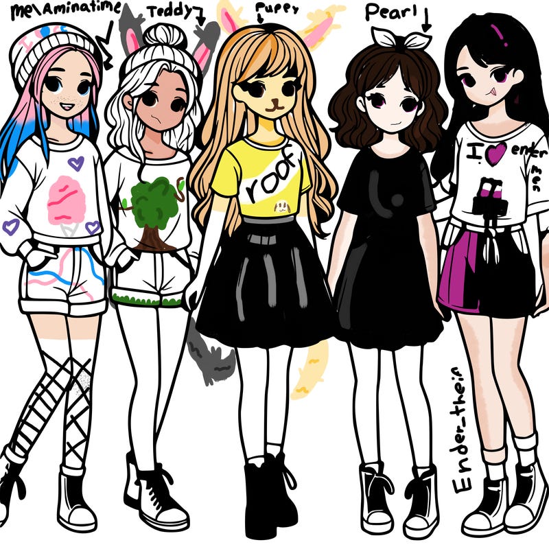 a group of five girls