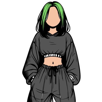realistic girl faceless with baggy pants and a crop top