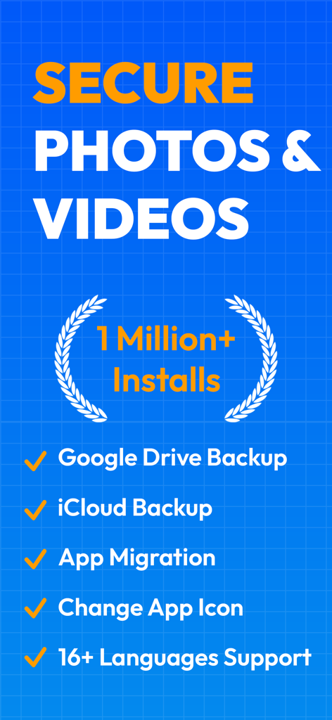 Calculator Lock - Secure Vault - 계산기 잠금 보안 금고 앱의 기능 목록으로 백만 건 이상의 설치 건수를 보여줍니다