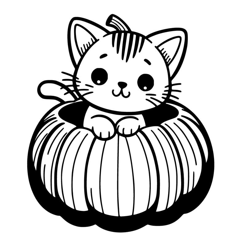cat in a pumpkin