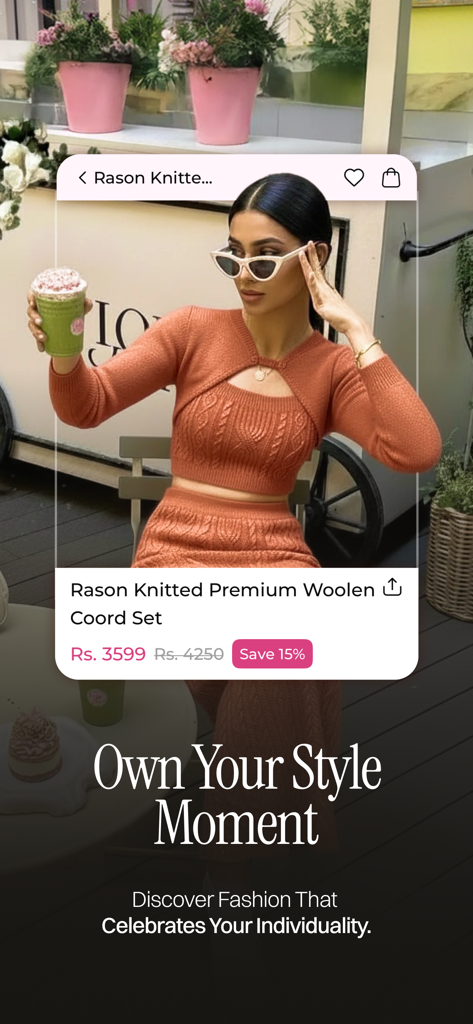 Alamode by Akanksha: Buy Dress - Woman wearing a trendy terracotta Rason Knitted Premium Woolen Coord Set from the Alamode by Akanksha app