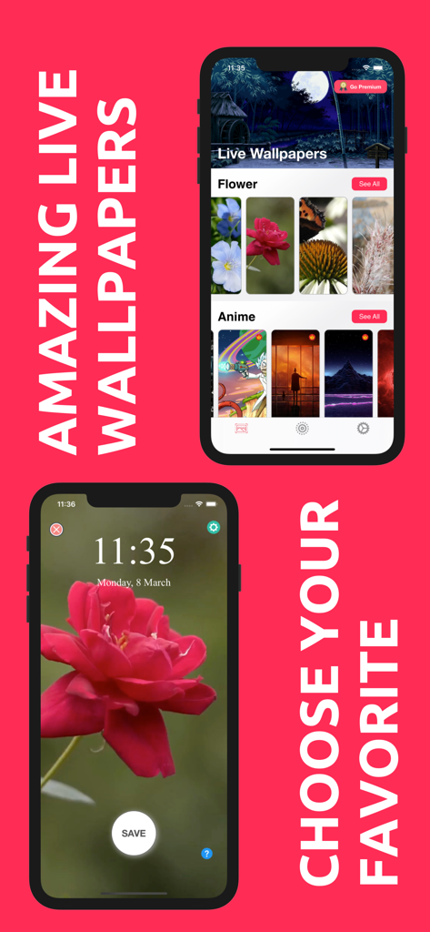 Gif Converter : Live Wallpaper - Interface of Gif Converter app displaying live wallpaper options and a lock screen preview